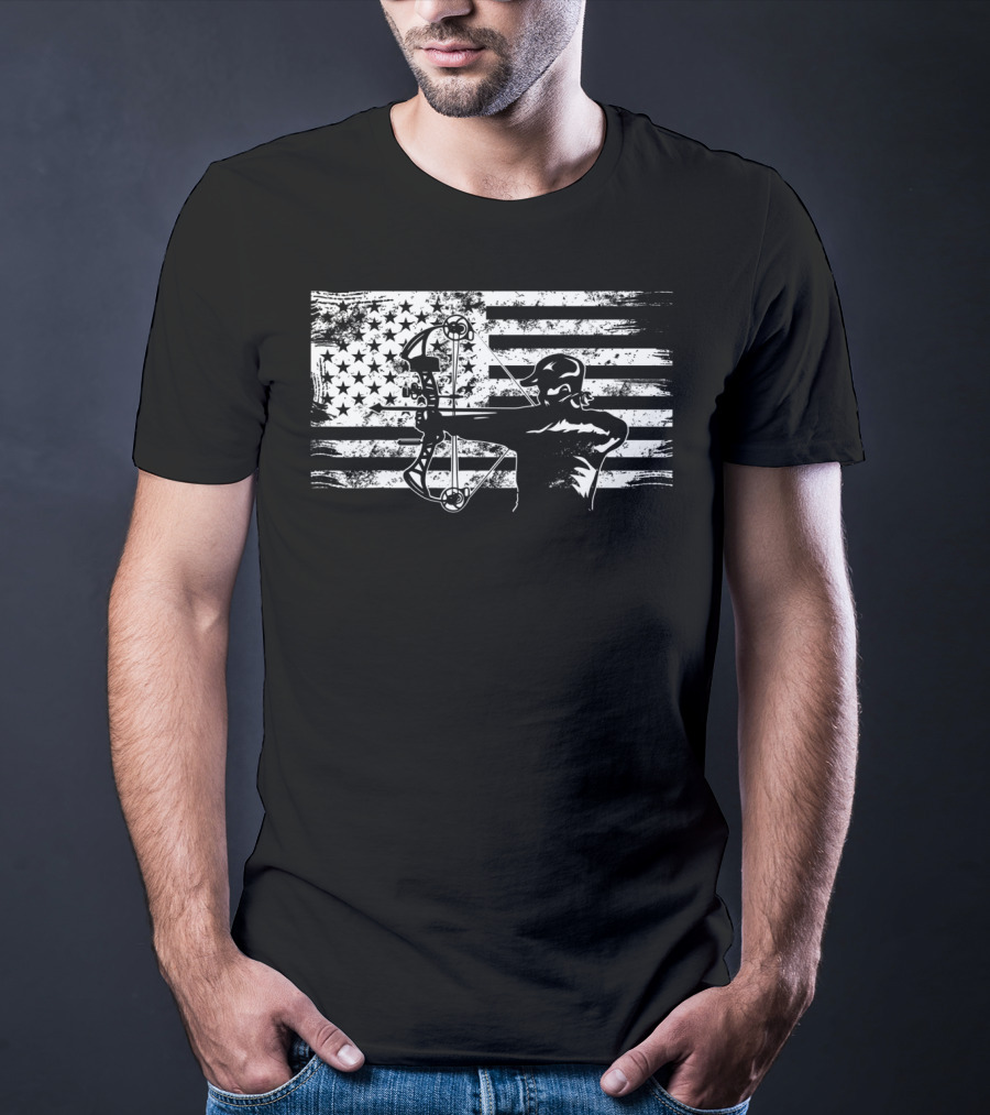 American Flag Bowhunting Archer Hunter T-Shirt