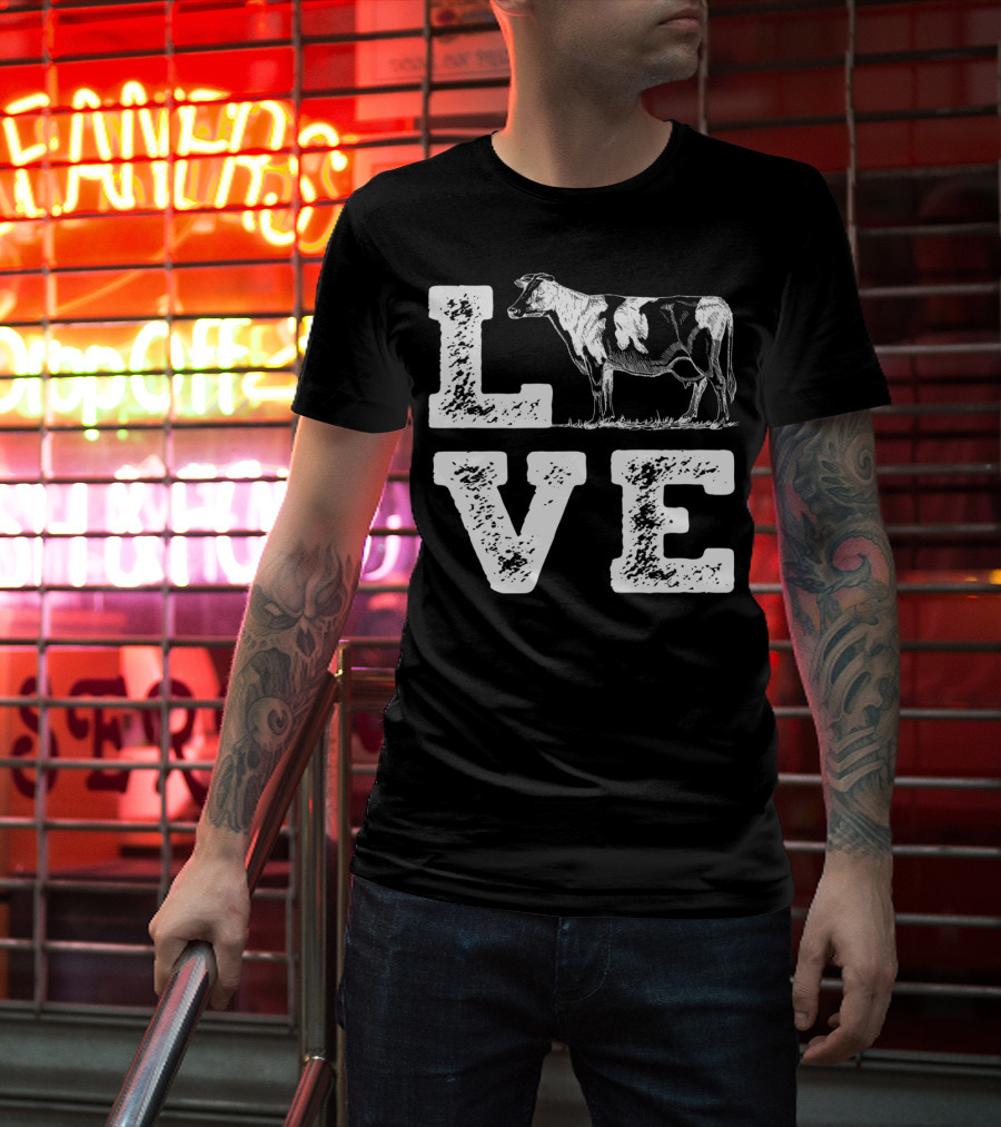 LOVE Cow I Love Cows Cow Lovers Farm Farmers T-Shirt