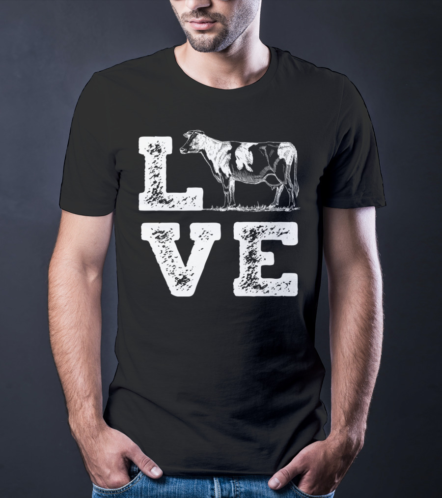LOVE Cow I Love Cows Cow Lovers Farm Farmers T-Shirt
