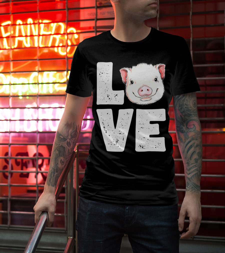 Love Pig Lovers Farming Farmer Girls T-Shirt
