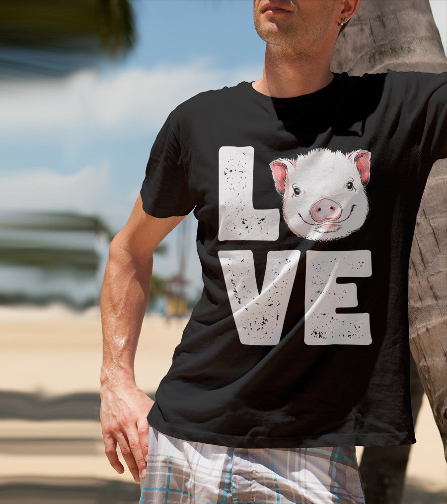 Love Pig Lovers Farming Farmer Girls T-Shirt