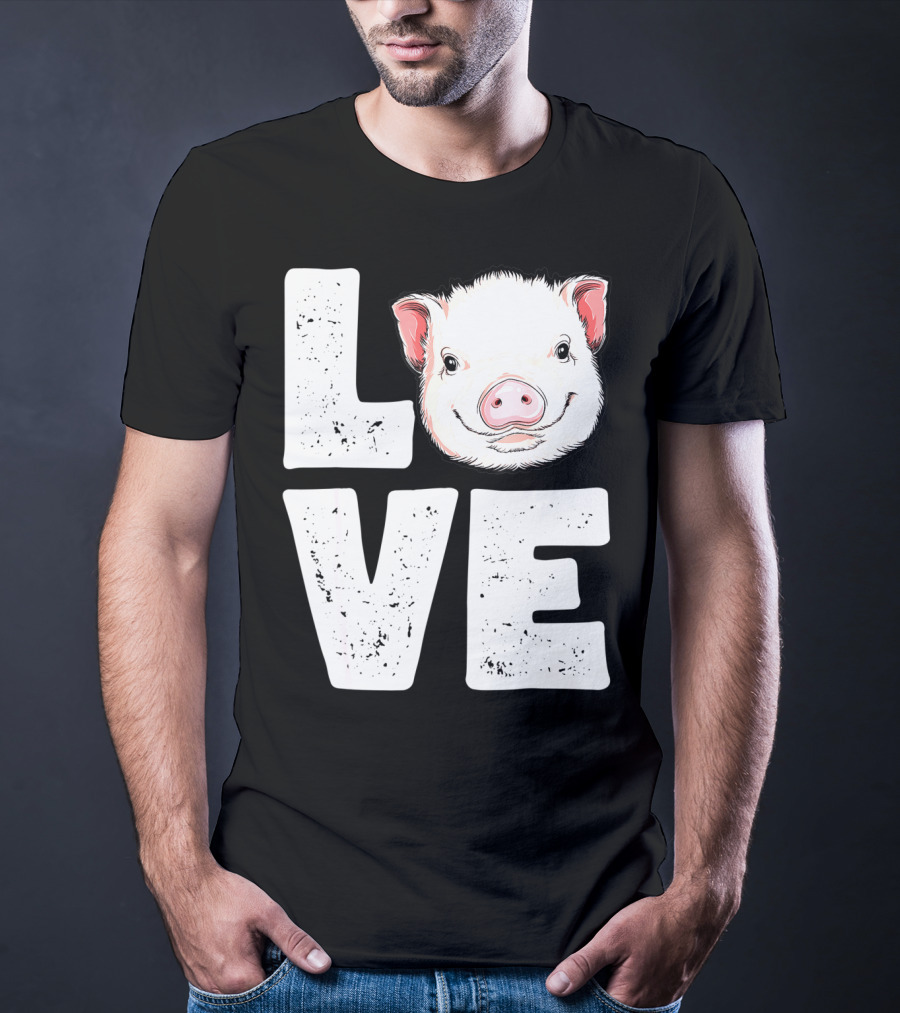 Love Pig Lovers Farming Farmer Girls T-Shirt