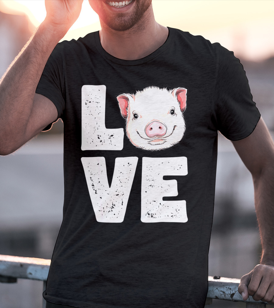 Love Pig Lovers Farming Farmer Girls T-Shirt
