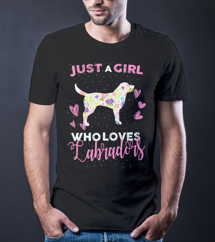 Just A Girl Who Loves Labradors With Colorful Flower Pattern And Hearts T-Shirt