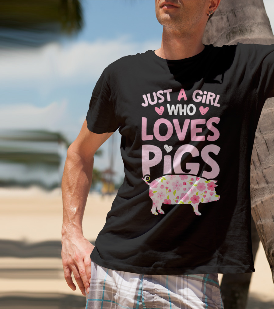 Just A Girl Who Loves Pigs With Floral Heart Pig T-Shirt