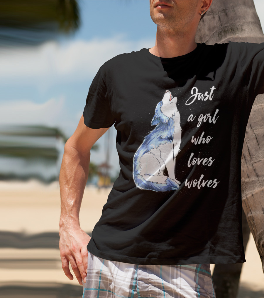 Just A Girl Who Loves Wolves Howling Wolf T-Shirt