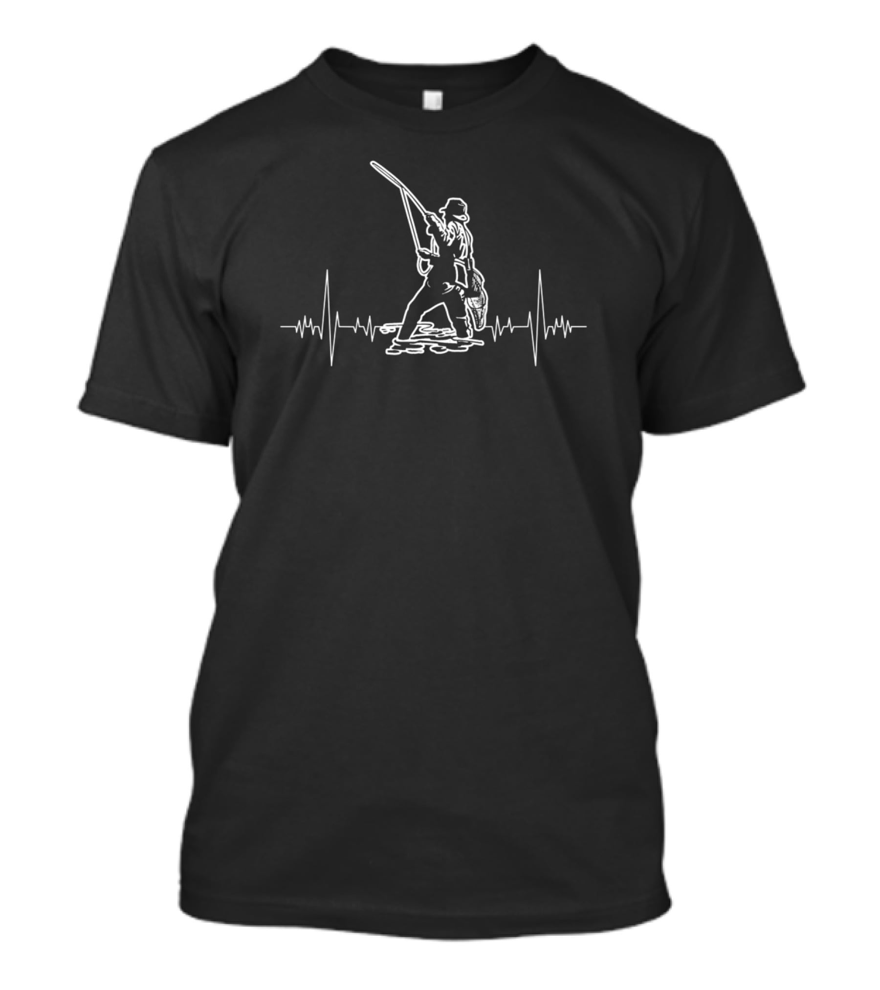 My Heart Beats For Fisherman With Fishing Rod And Heartbeat Line T-Shirt
