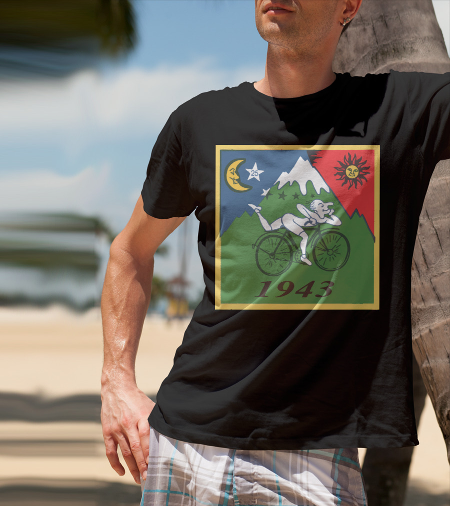 Albert Hofmann LSD Bicycle Day 1943 Moon Sun Mountain T-Shirt