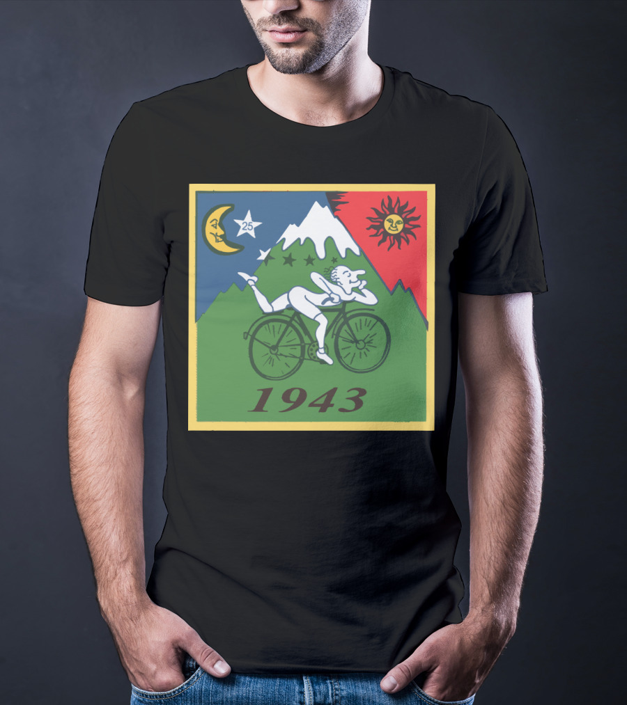 Albert Hofmann LSD Bicycle Day 1943 Moon Sun Mountain T-Shirt