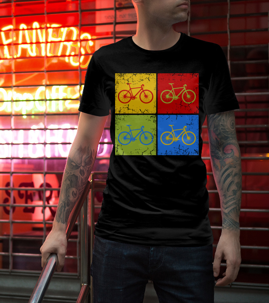 Bike Pop Art Colorful Bicycle Squares T-Shirt