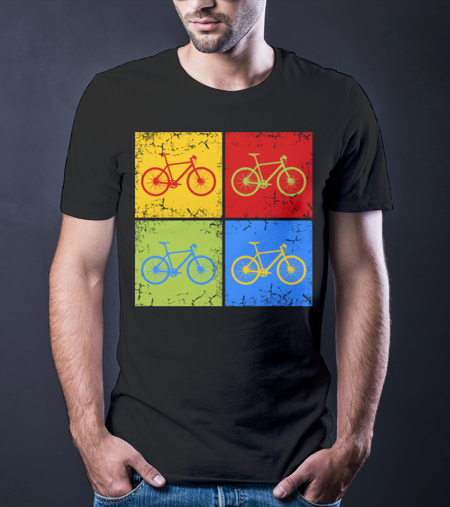 Bike Pop Art Colorful Bicycle Squares T-Shirt