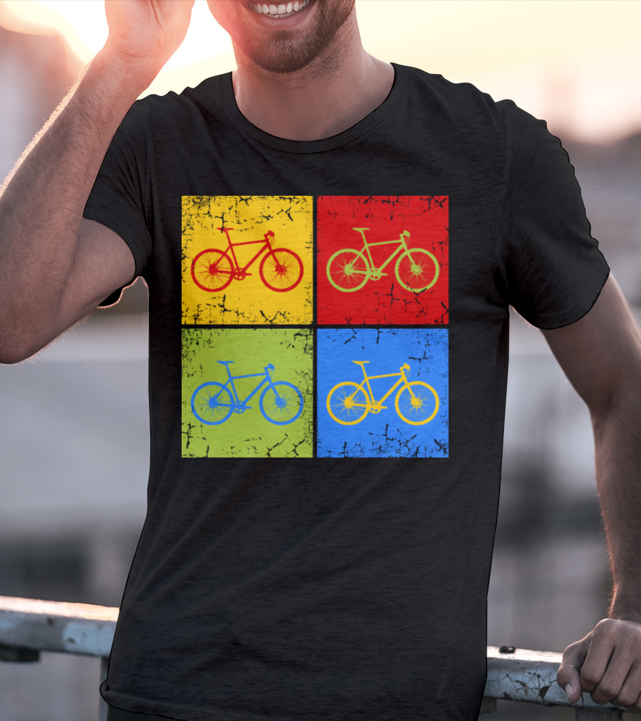 Bike Pop Art Colorful Bicycle Squares T-Shirt