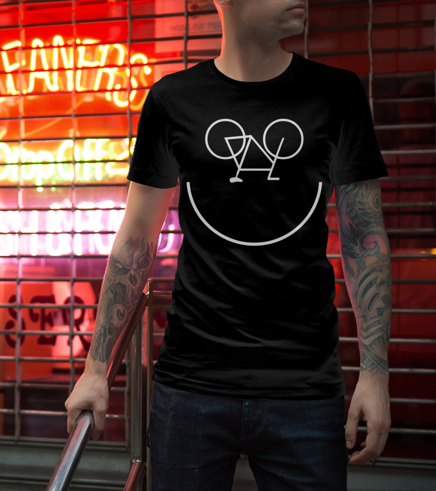 Bike Smiley Face Outline T-Shirt