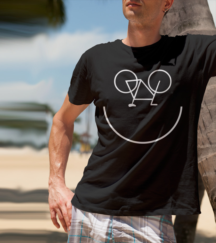 Bike Smiley Face Outline T-Shirt