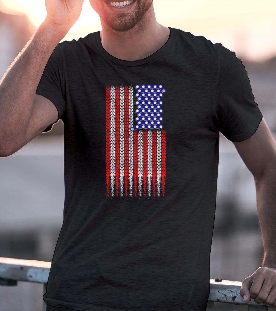 Bike Tread Pattern USA Flag T-Shirt