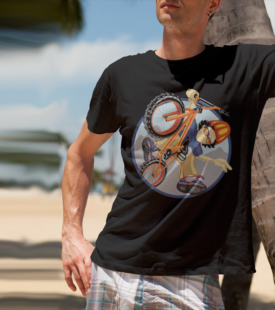 BMX Boy Extreme Stunt Rider With Helmet And Sunglasses T-Shirt