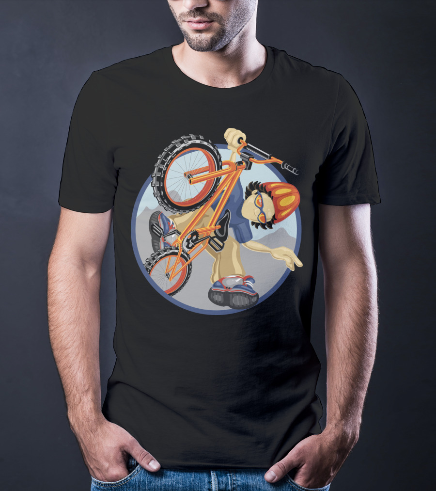 BMX Boy Extreme Stunt Rider With Helmet And Sunglasses T-Shirt