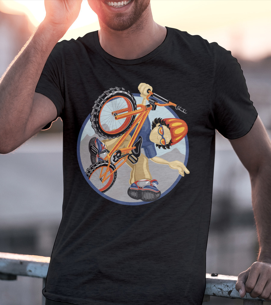 BMX Boy Extreme Stunt Rider With Helmet And Sunglasses T-Shirt