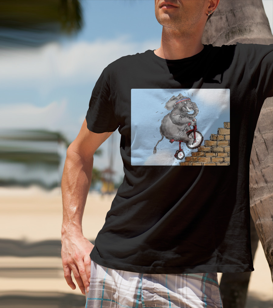 Challenge Accepted Elephant On Unicycle Climbing Stairs T-Shirt