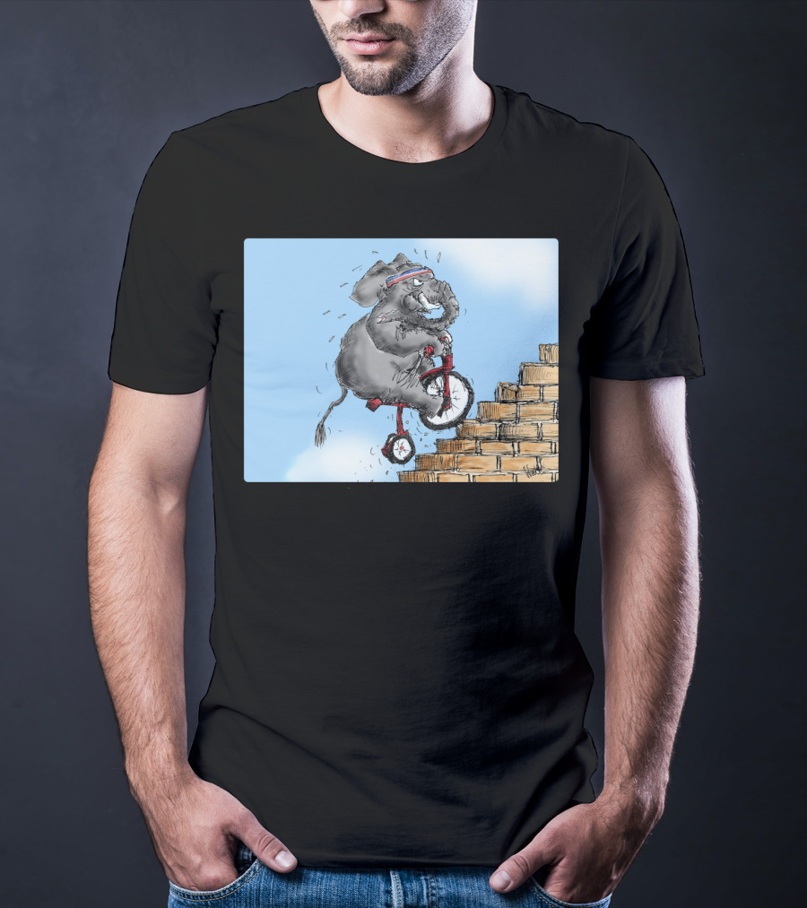 Challenge Accepted Elephant On Unicycle Climbing Stairs T-Shirt