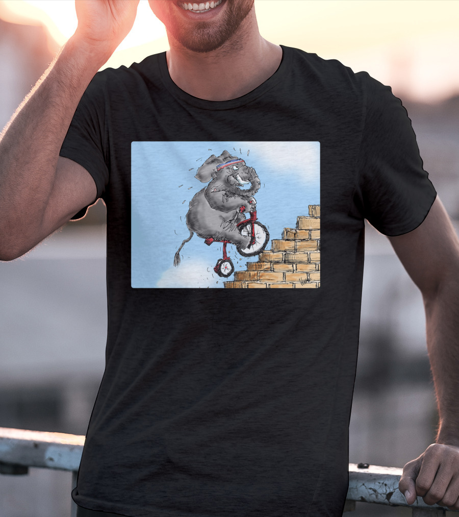 Challenge Accepted Elephant On Unicycle Climbing Stairs T-Shirt