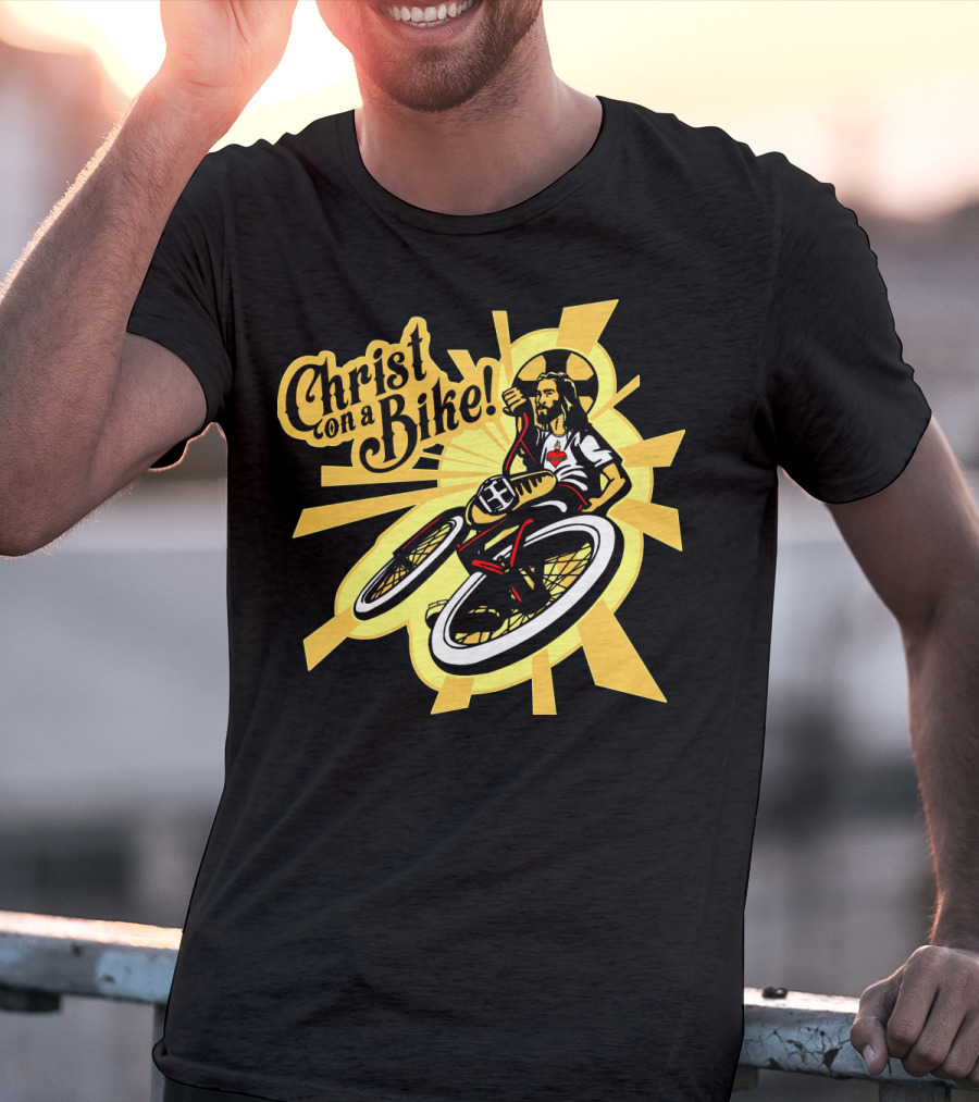 Christ On A Bike Retro Radiance Cycle Burst T-Shirt