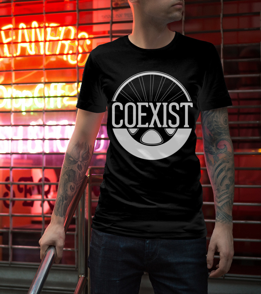 Coexist Bicycle Wheel Emblem T-Shirt