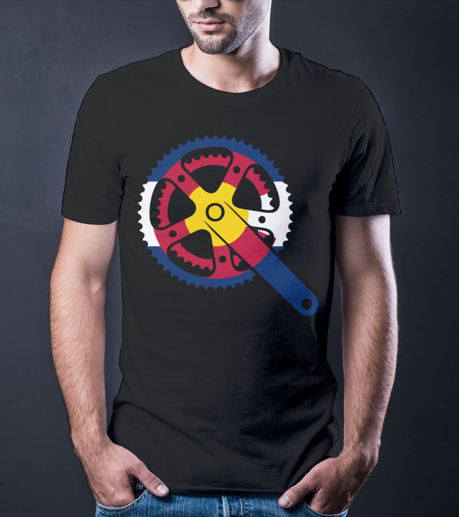 Colorado Bicycle Chainring With State Flag Colors T-Shirt