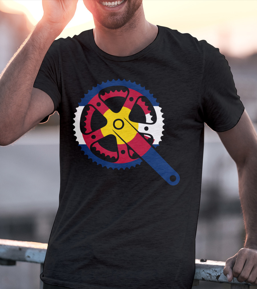 Colorado Bicycle Chainring With State Flag Colors T-Shirt