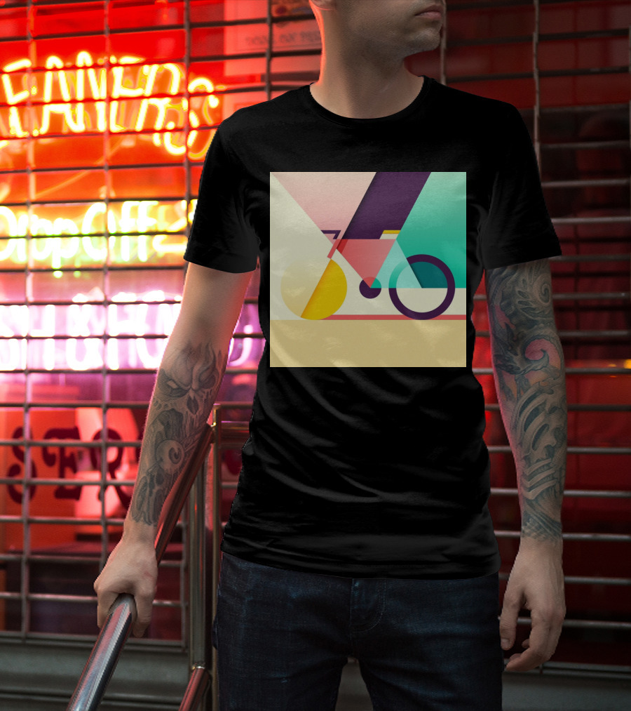 Colourful Geometric Bicycle Abstraction T-Shirt