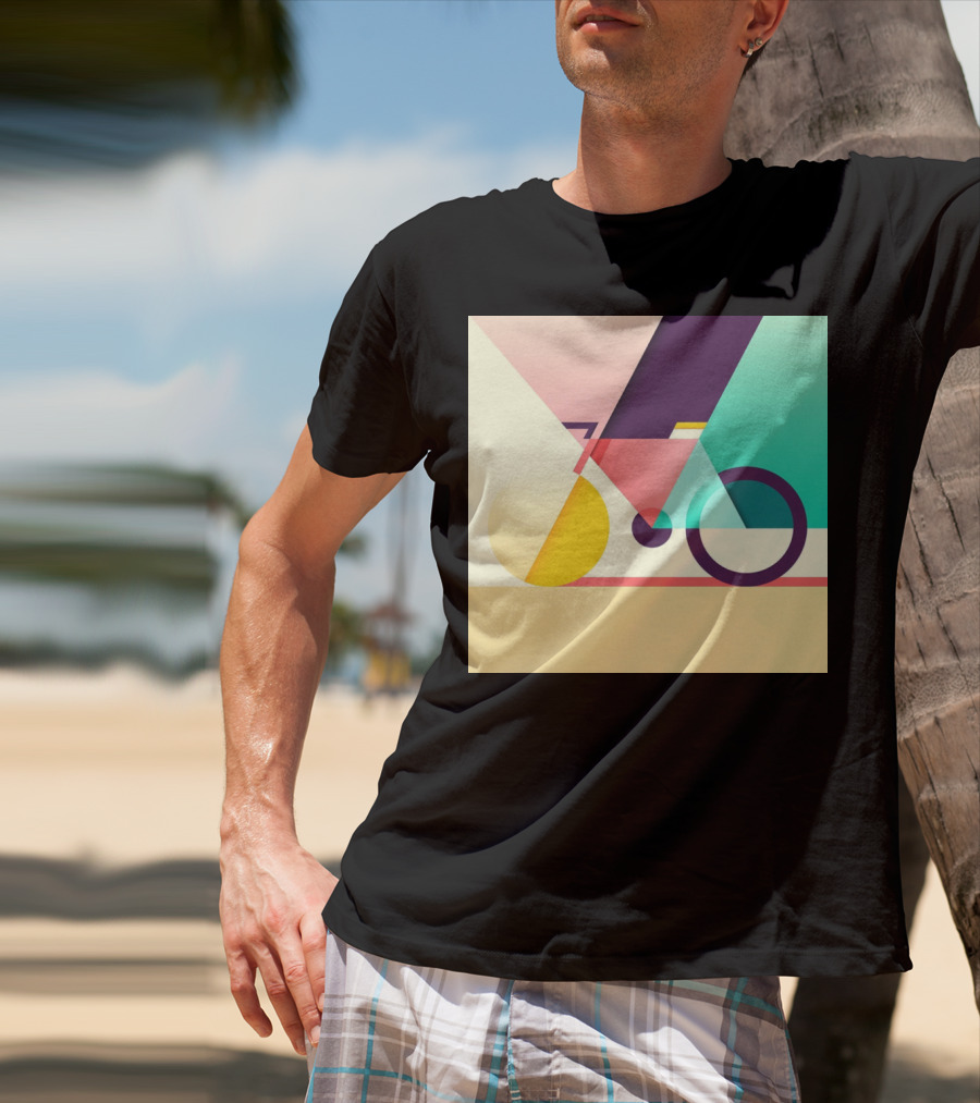 Colourful Geometric Bicycle Abstraction T-Shirt