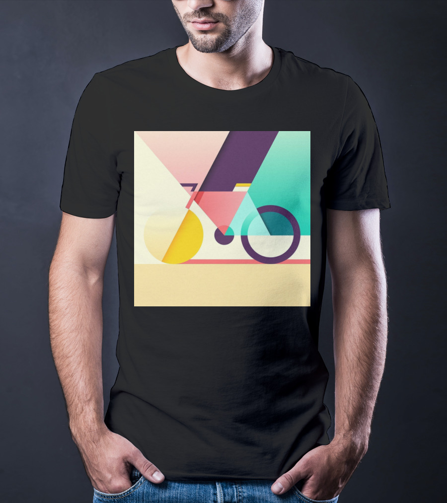 Colourful Geometric Bicycle Abstraction T-Shirt