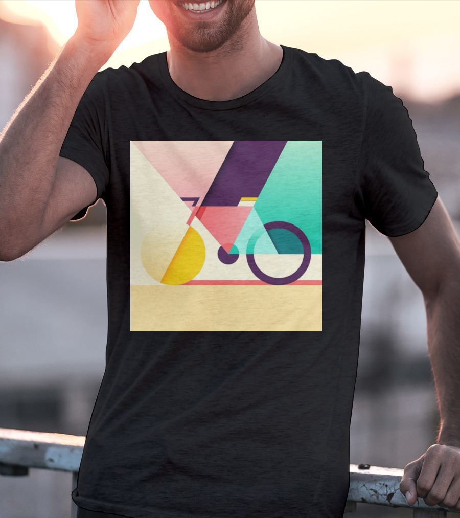 Colourful Geometric Bicycle Abstraction T-Shirt