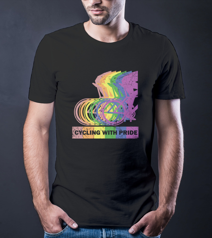 Cycling With Pride Christopher Street Rainbow Bicycle T-Shirt