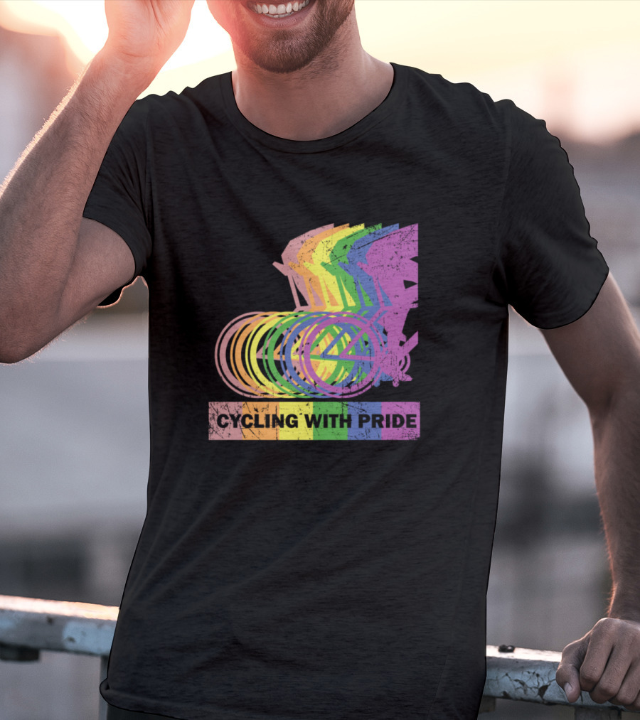 Cycling With Pride Christopher Street Rainbow Bicycle T-Shirt