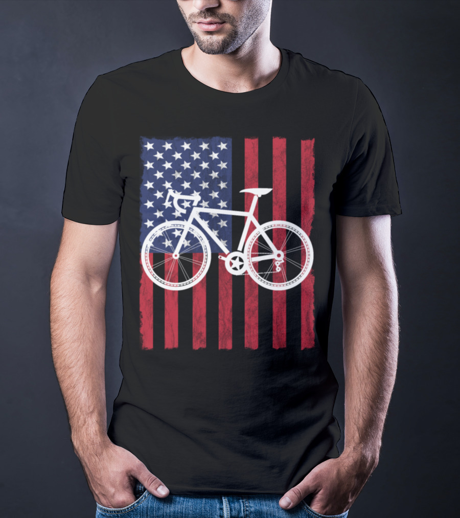 USA Flag Bicycle T-Shirt