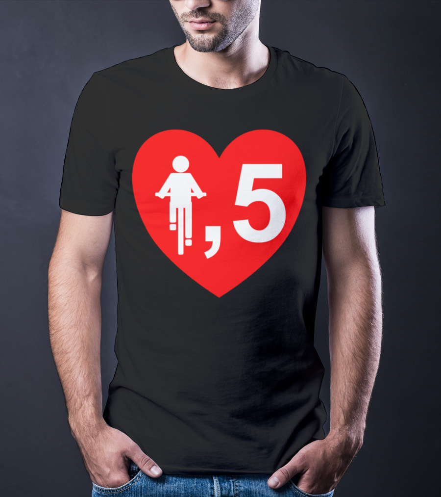 Cyclist Heart 5 Red T-Shirt