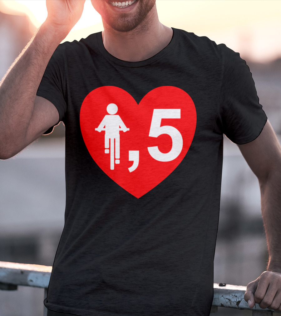 Cyclist Heart 5 Red T-Shirt
