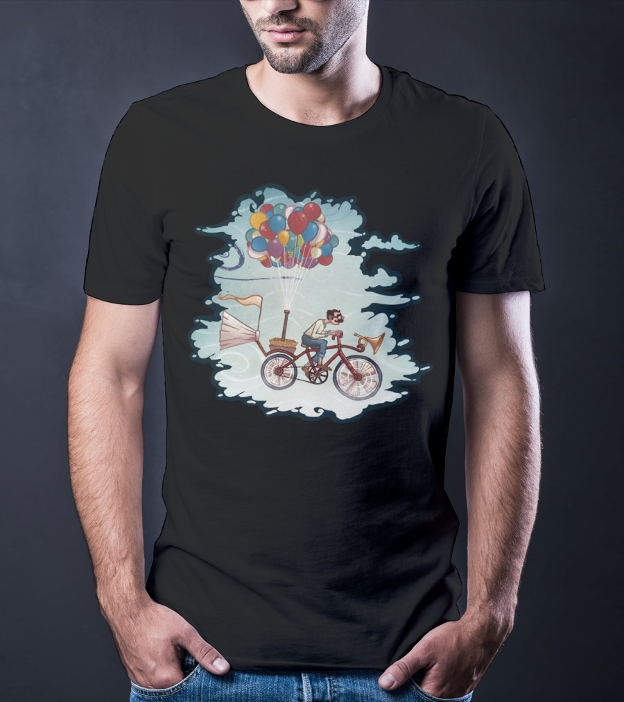 Flight Series Three Whimsical Bicycle Balloon Adventure T-Shirt
