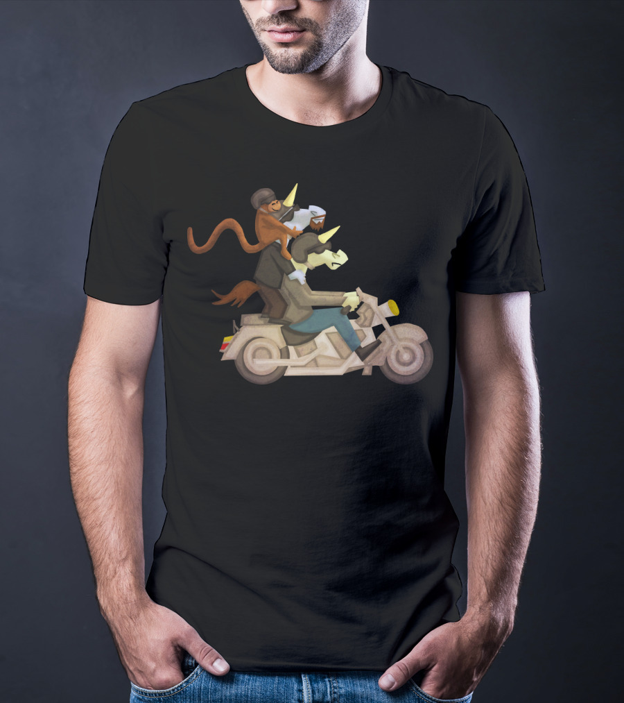 Free Ride Unicorn Monkey Motorcycle Adventure T-Shirt