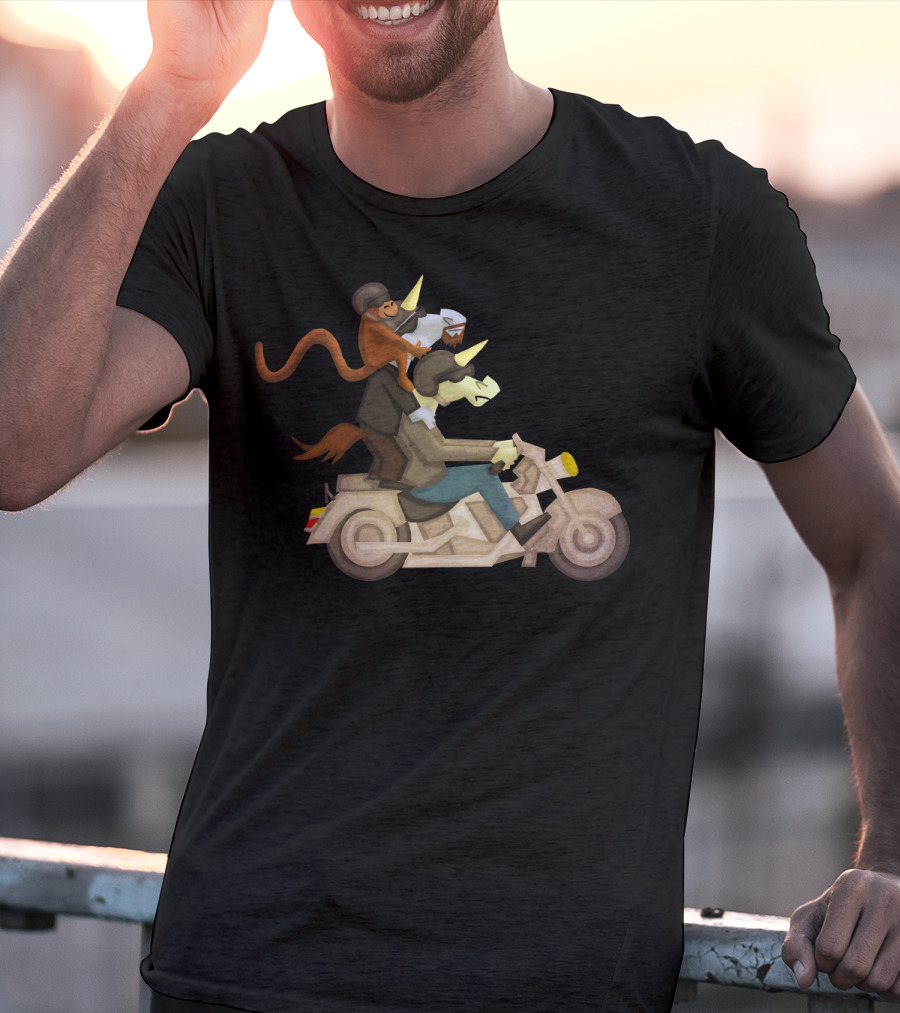 Free Ride Unicorn Monkey Motorcycle Adventure T-Shirt