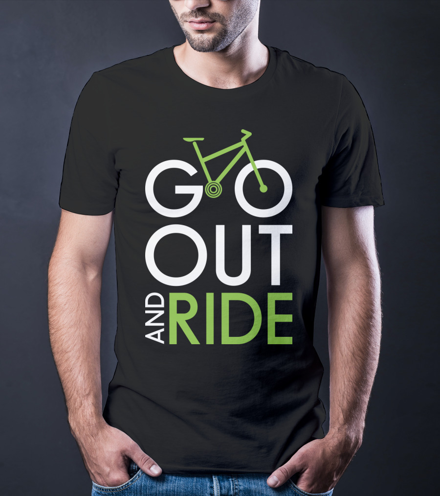 GO OUT AND RIDE Bicycle Adventure Text T-Shirt