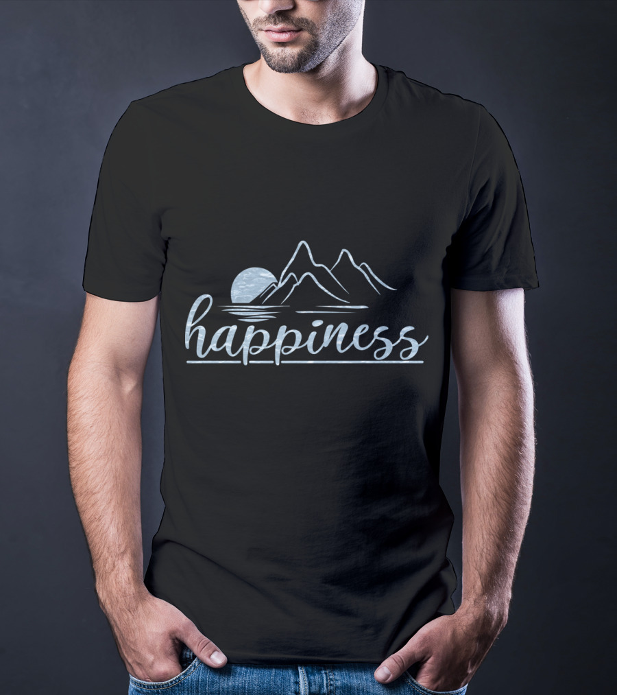 Happiness Mountains And Moon Scene T-Shirt