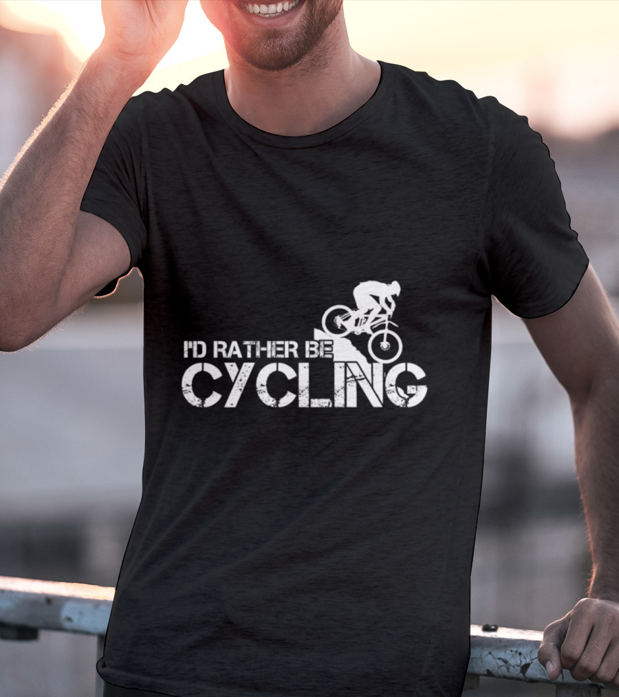 I'd Rather Be Cycling Stairs Downhill MTB Adventure T-Shirt