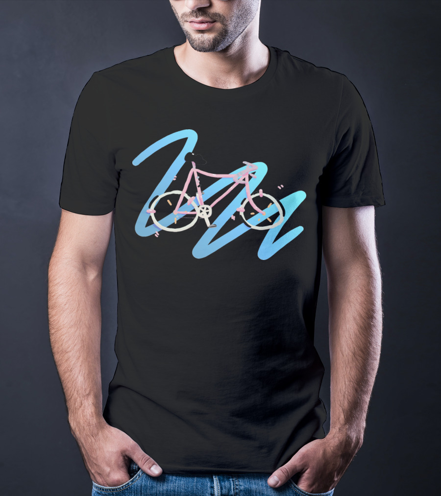 It's A Bike Pastel Bicycle With Abstract Blue Swirls T-Shirt