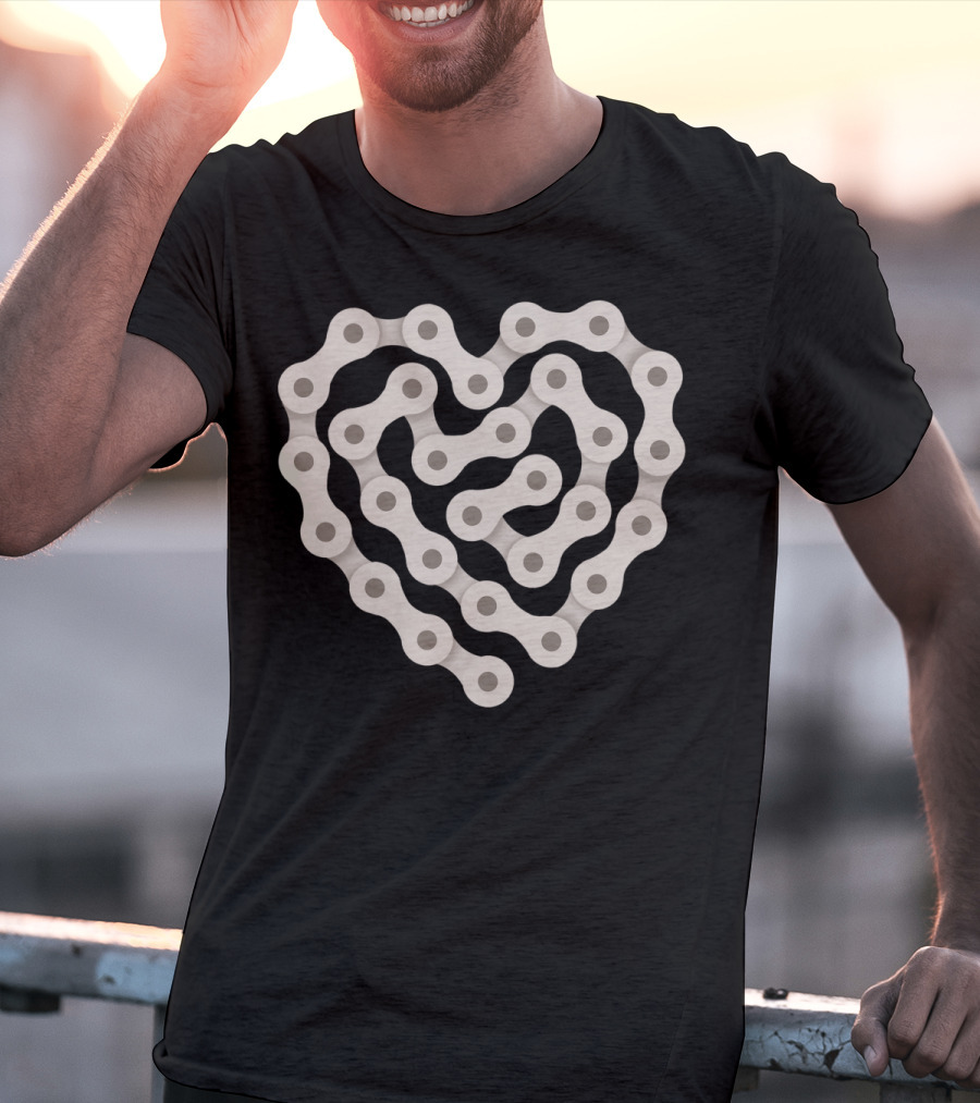 Love Biking Heart Chain T-Shirt