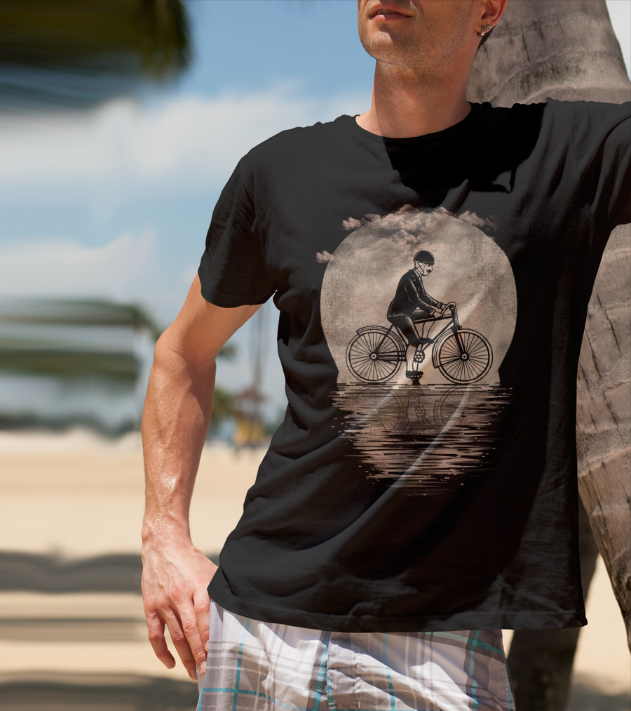 Live To Ride Cloudy Reflection Vintage Cyclist T-Shirt