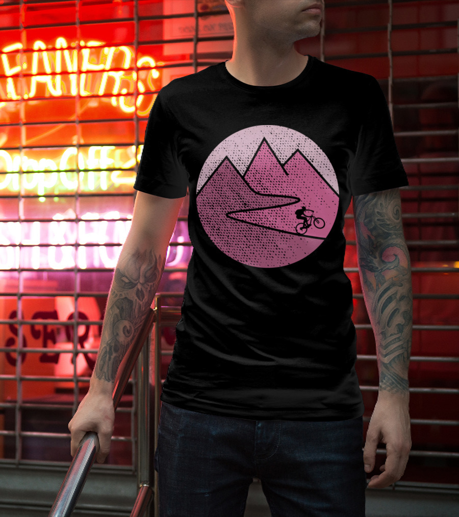 Mountain Bike Cycling Scenic Adventure In Pink Mountains T-Shirt