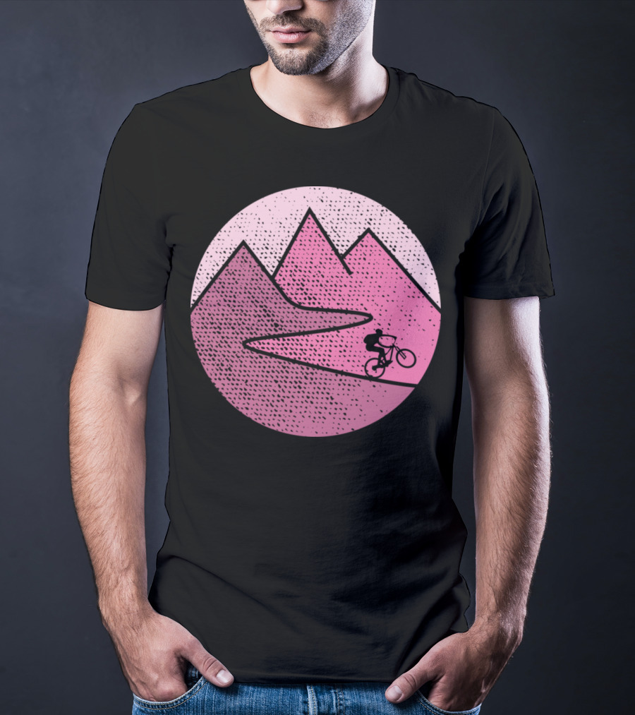 Mountain Bike Cycling Scenic Adventure In Pink Mountains T-Shirt