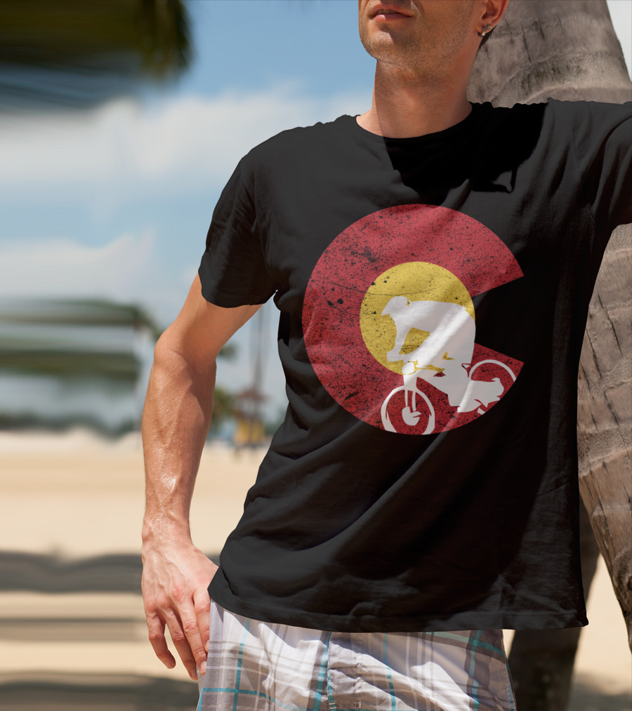 Colorado Mountain Biking Silhouette With State Flag T-Shirt
